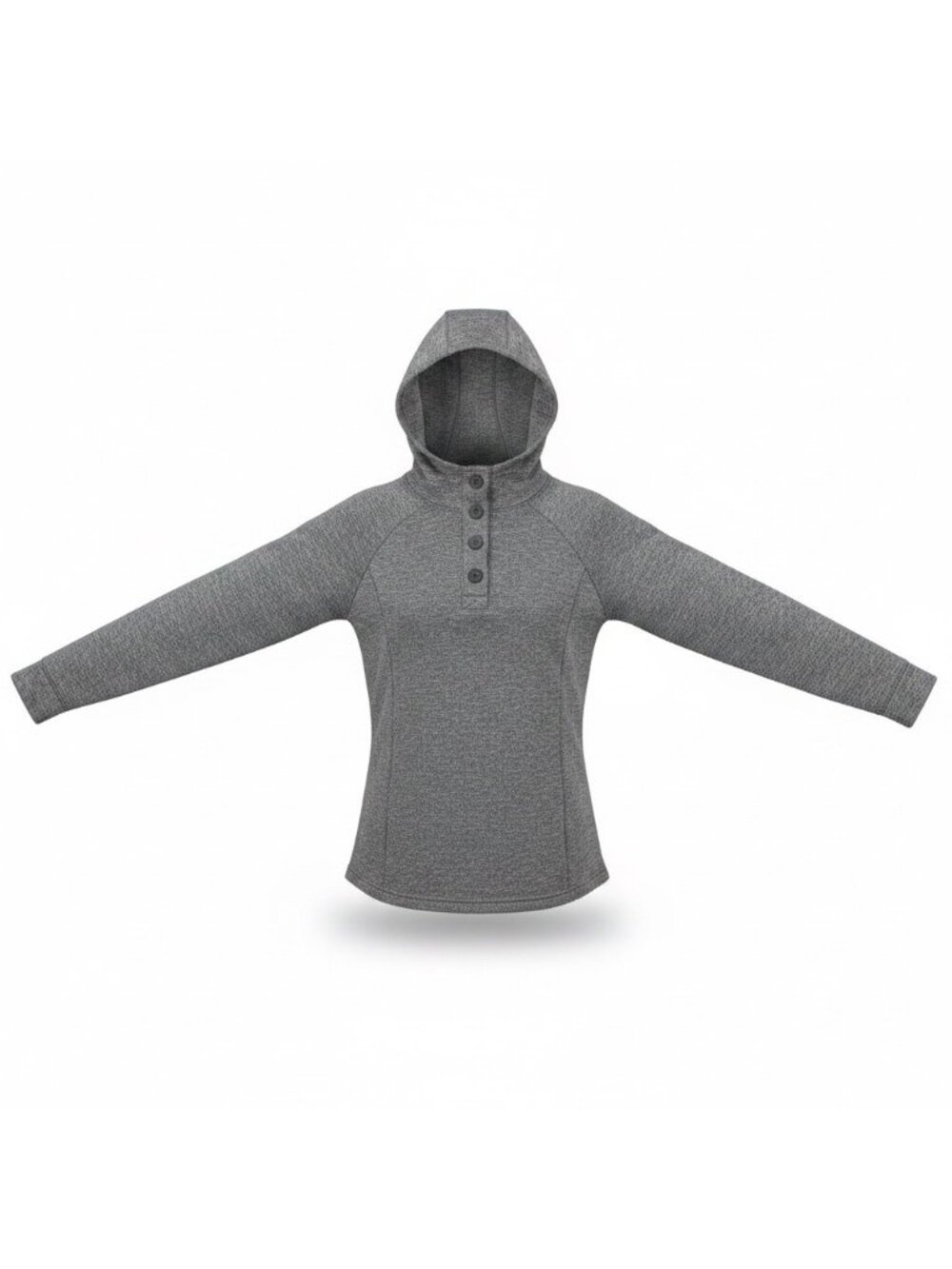Columbia Womens Grey Hooded Fleece Pullover With Button Neck Size M